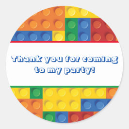 Färgglada tegelstenar byggblock födelsedagspresent runt klistermärke