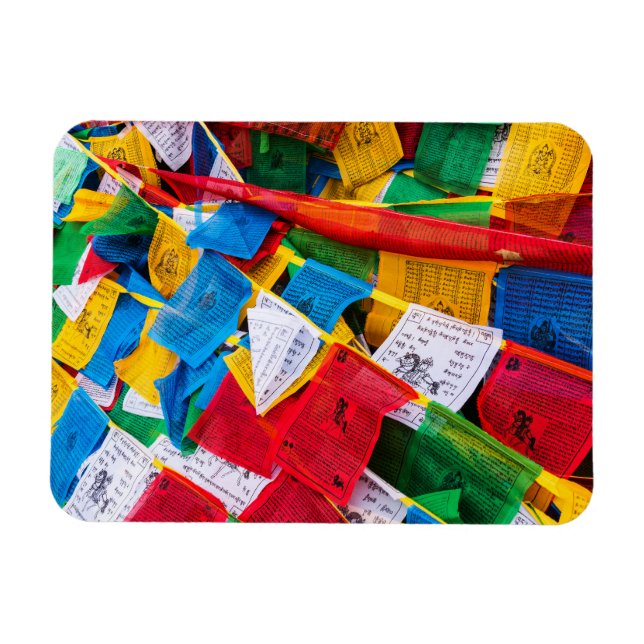 Färgglada tibetanska böneflaggor - Tibet Magnet (Horisontell)