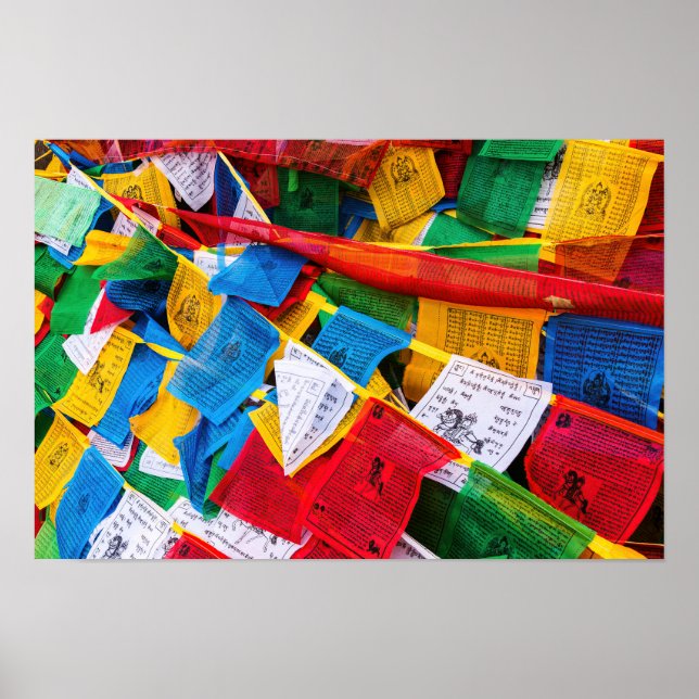 Färgglada tibetanska böneflaggor - Tibet Poster (Framsidan)