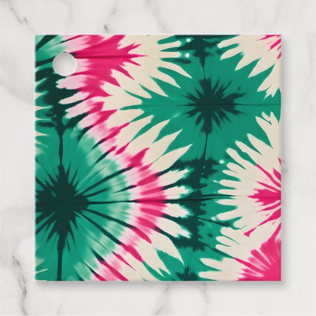 Färgglada Tie Dye-konstpresentkort Gåvor Etiketter (Framsida)