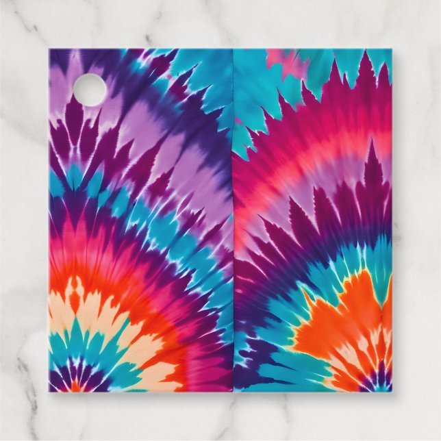 Färgglada Tie Dye-konstpresentkort Gåvor Etiketter (Framsida)