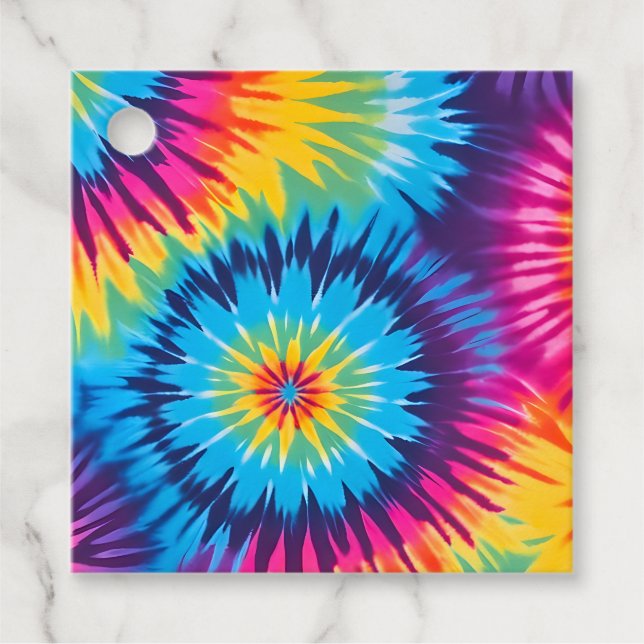 Färgglada Tie Dye-konstpresentkort Gåvor Etiketter (Framsida)