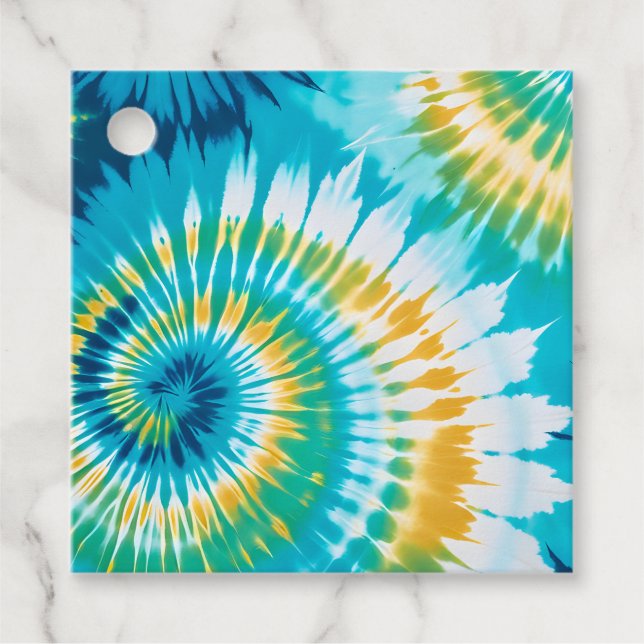 Färgglada Tie Dye-konstpresentkort Gåvor Etiketter (Framsida)