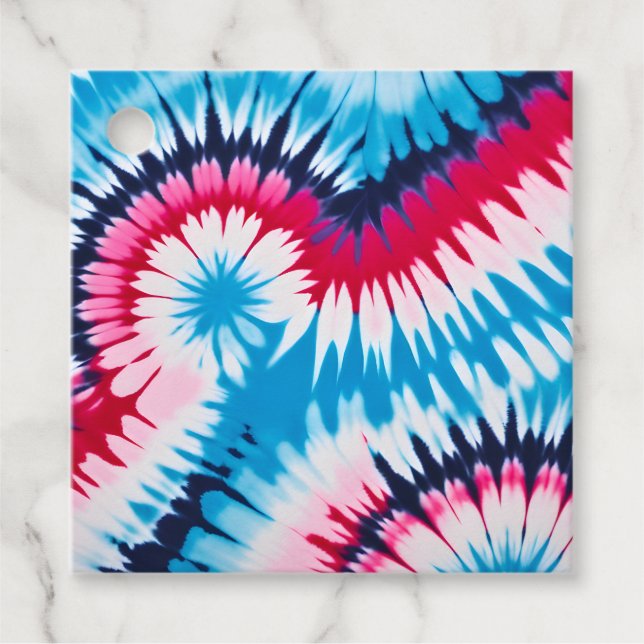 Färgglada Tie Dye-konstpresentkort Gåvor Etiketter (Framsida)
