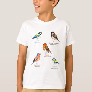 Färgglada trädgårds- fåglar t shirt