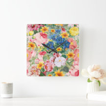 Färgglada trädgårdsblommor - Boho blomsterkudde
