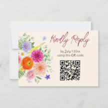 Färgglada trädgårdsblommor Bröllopswebbplats QR-ko