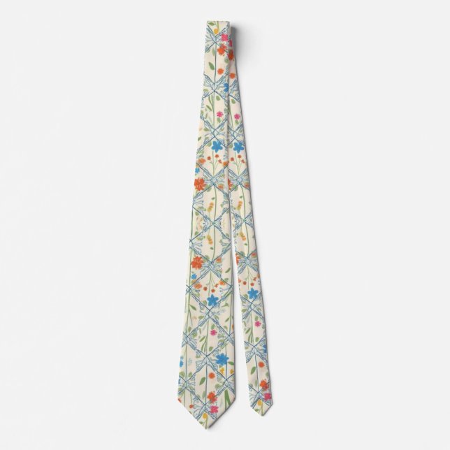 Färgglada trädgårdsblommor Vilda blommor Vår äng Slips (Framsida)
