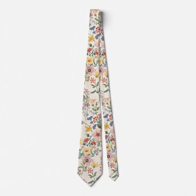 Färgglada trädgårdsblommor vildblomma vår äng slips (Framsida)