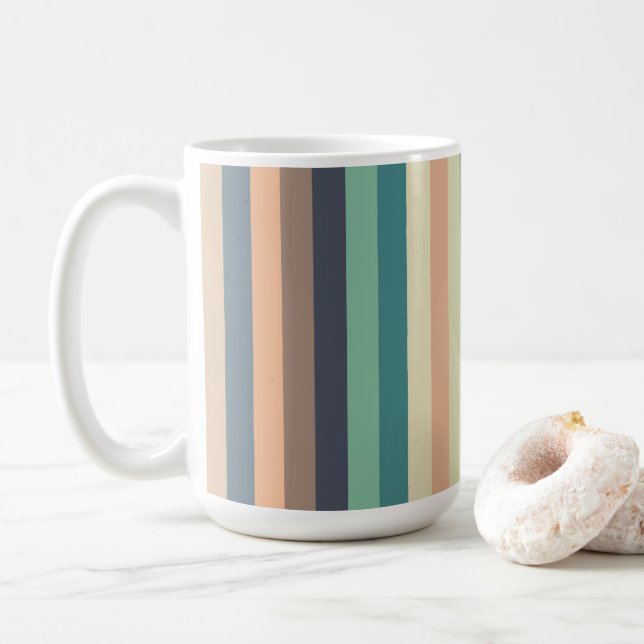 Färgglada Trendiga Ränder  Kaffemugg (Med munk)