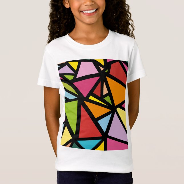 Färgglada trianglar mönster 3 t shirt (Framsida)