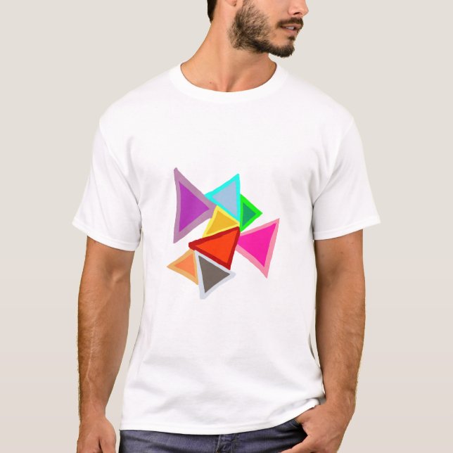 Färgglada trianglar  t shirt (Framsida)