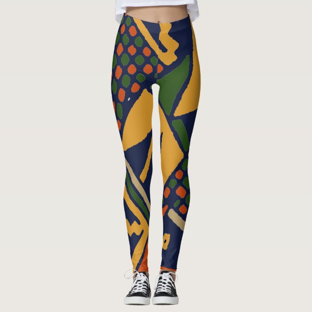 Färgglada Tribal-läggsar Leggings (Framsida)