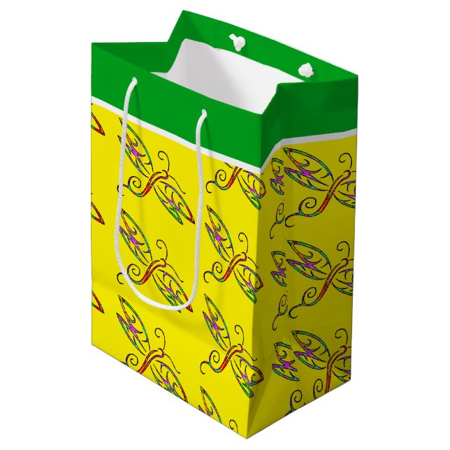 Färgglada trollsländor mellanstor presentpåse (Framsidan Vinklad)