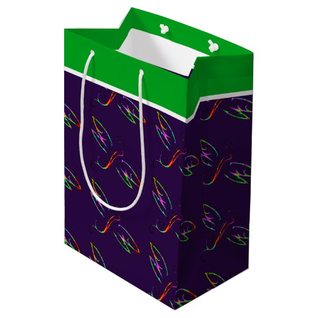 Färgglada trollsländor mellanstor presentpåse (Baksidan Vinklad)