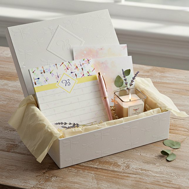 Färgglada trollsländor monogram anteckningsblock (Skapare uppladdad)