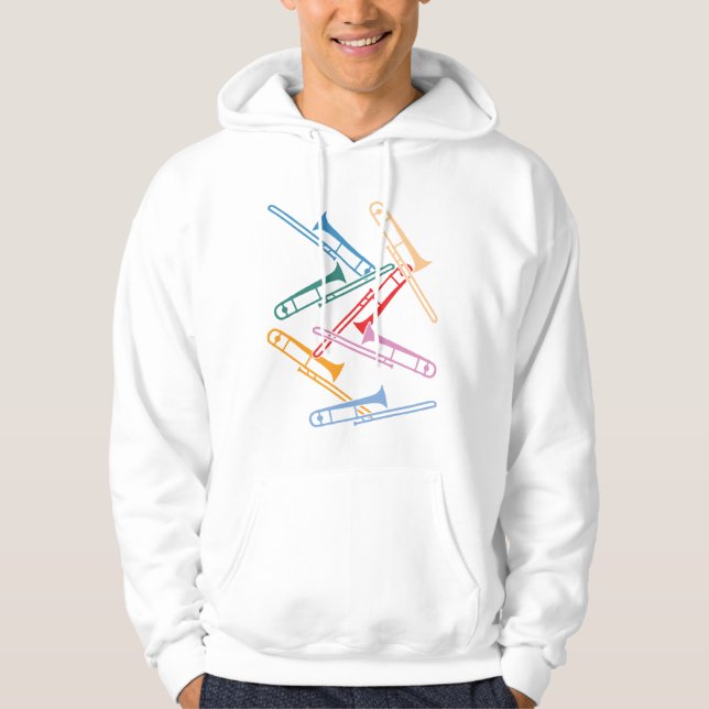 Färgglada Tromboner Sweatshirt Med Luva (Framsida)