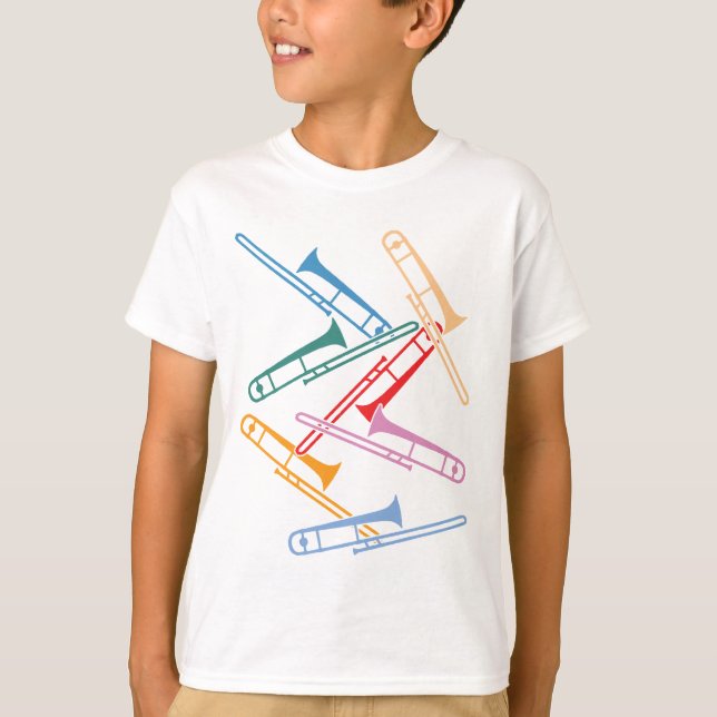 Färgglada Tromboner T-shirt (Framsida)