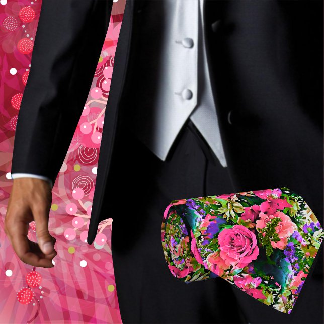 Färgglada tropiska blommor blomsterkonstnärligt ha slips (This Abstract floral Men's Necktie will add a touch of class and sophistication to any wardrobe)