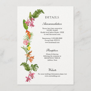 Färgglada tropiska blommor Bröllopsdetaljer Tilläggskort