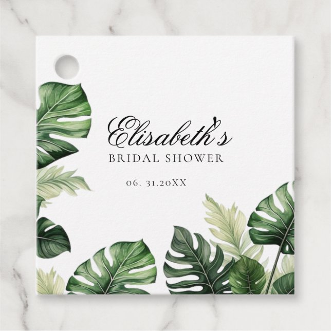 Färgglada tropiska blommor | Bröllopsdusch med grö Gåvor Etiketter (Framsida)