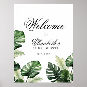 Färgglada tropiska blommor   Bröllopsdusch med grö Poster