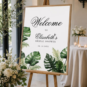 Färgglada tropiska blommor Bröllopsdusch med grö Poster