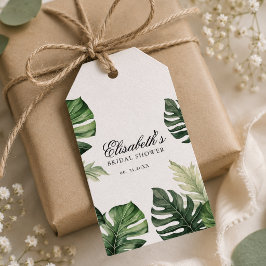 Färgglada tropiska blommor | Bröllopsdusch med grö Presentetikett