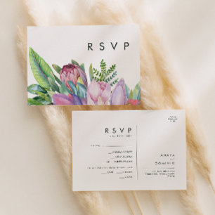 Färgglada Tropiska Blommor Menyval RSVP-kort Vykort