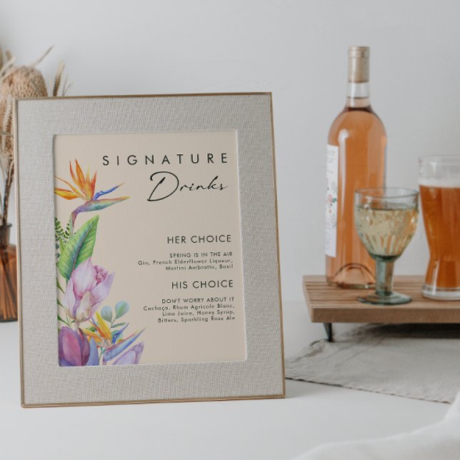 Färgglada Tropiska Blommor | Persika Signaturdryck Poster (Skapare uppladdad)