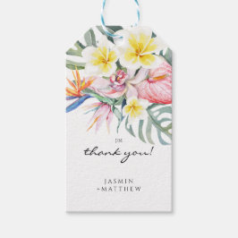Färgglada tropiska blomster botaniska bröllop presentetikett
