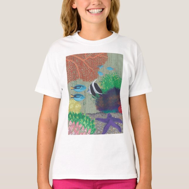 Färgglada tropiska fisk-målade t-shirts (Framsida)