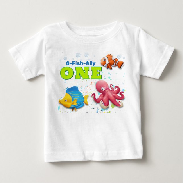 Färgglada Tropiska Fiskar Barn Första Födelsedag T Shirt (Framsida)