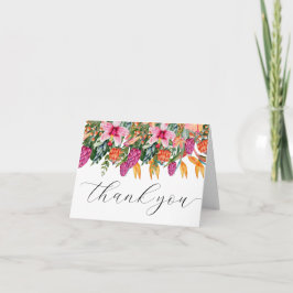 Färgglada tropiska öblommor orange och rosa tack kort