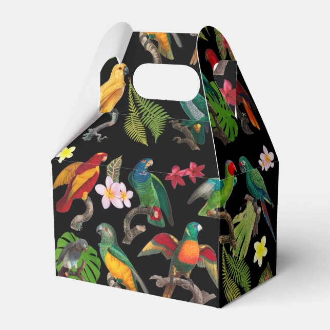 Färgglada tropiska papegojor, blad & blommor   presentaskar (Framsidan Sidan)