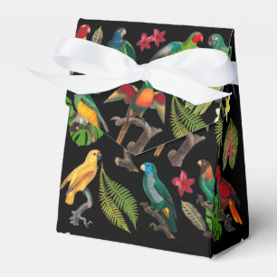 Färgglada tropiska papegojor, blad & blommor presentaskar
