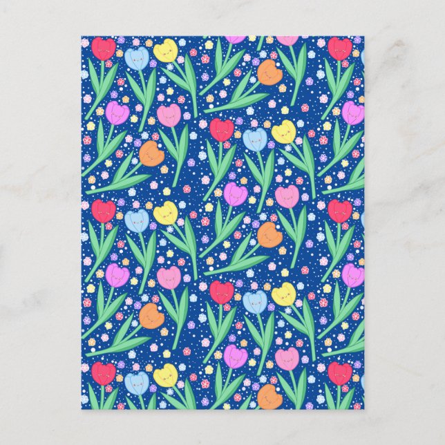 Färgglada tulpanblommor vykort (Framsida)