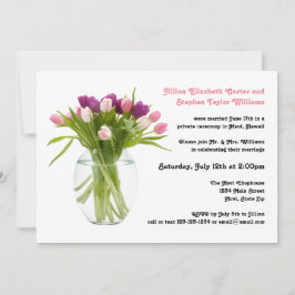 Färgglada tulpaner i vas - Bröllopsannons Inbjudningar