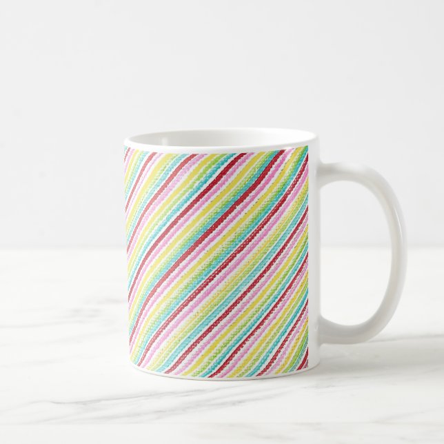 Färgglada tunna diagonala ränder på skräddarsydda  kaffemugg (Höger)