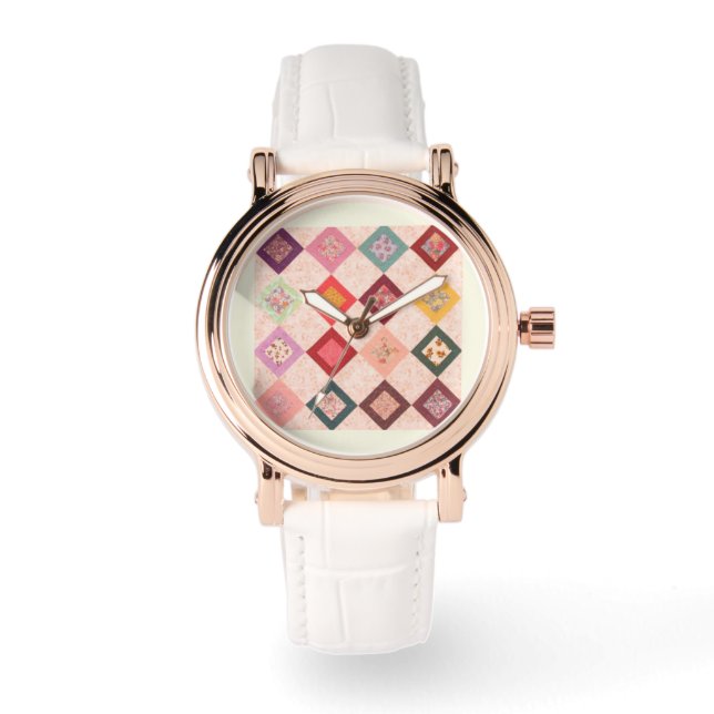 Färgglada tygmönster armbandsur (Framsida)