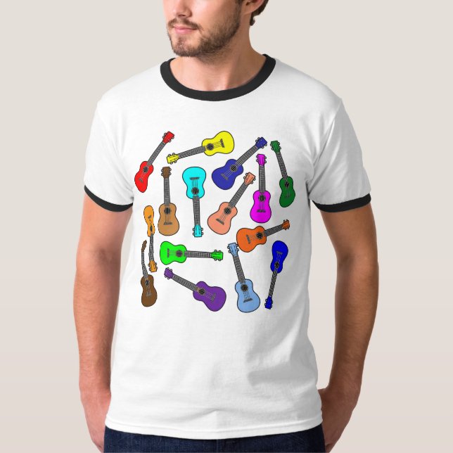 Färgglada Ukuleles T Shirt (Framsida)