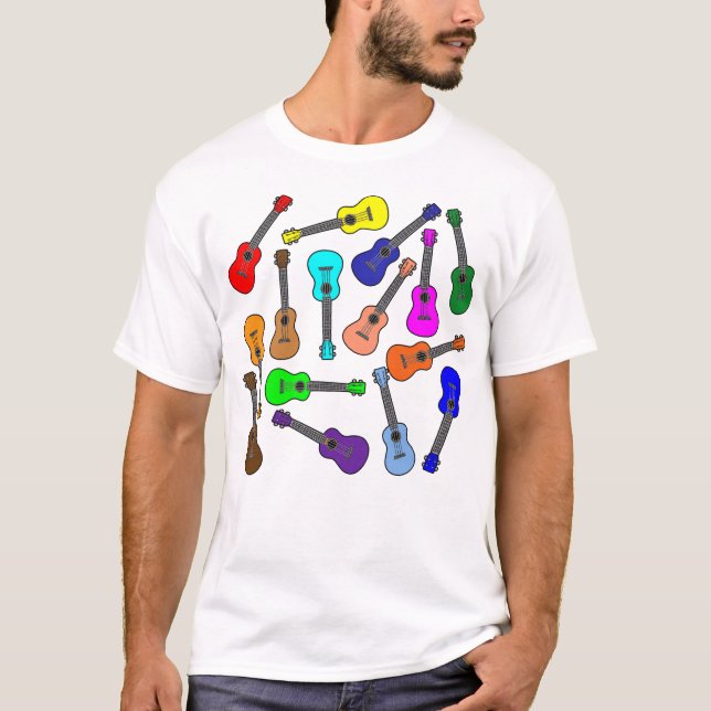 Färgglada Ukuleles T Shirt (Framsida)