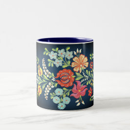 färgglada ungerska blommor Två-Tonad mugg