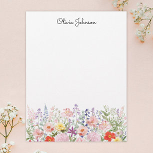 Färgglada Vackra Blommor Blomsterträdgård Personli Brevhuvud
