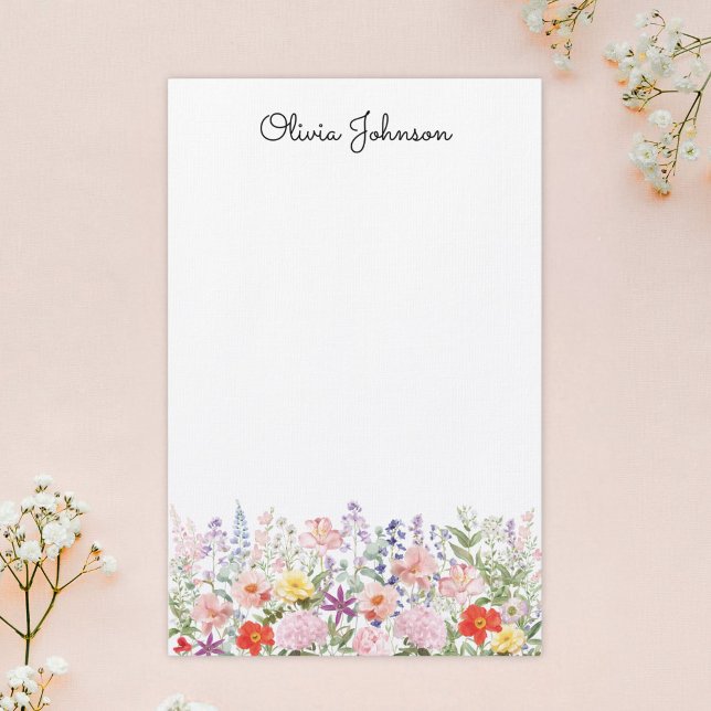 Färgglada Vackra Blommor Blomsterträdgård Personli Brevpapper (Skapare uppladdad)