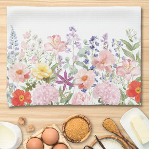 Färgglada Vackra Blommor Blomsterträdgård Personli Kökshandduk