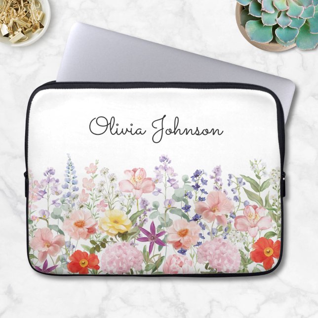 Färgglada Vackra Blommor Blomsterträdgård Personli Laptop Fodral (Skapare uppladdad)