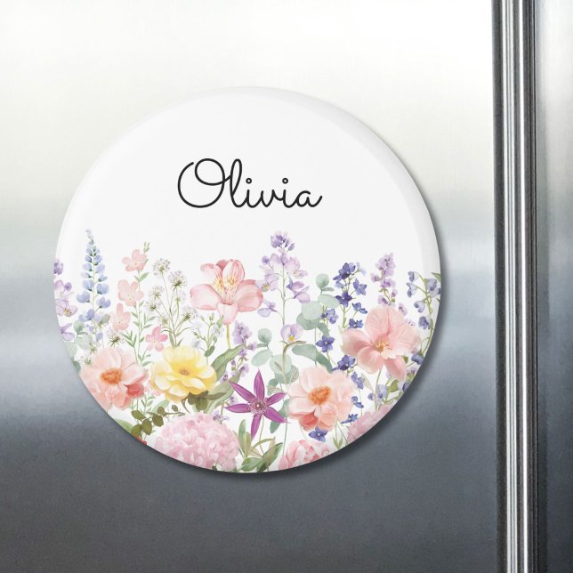 Färgglada Vackra Blommor Blomsterträdgård Personli Magnet (Skapare uppladdad)