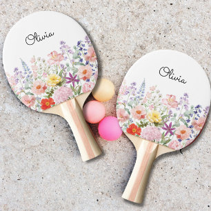 Färgglada Vackra Blommor Blomsterträdgård Personli Pingisracket