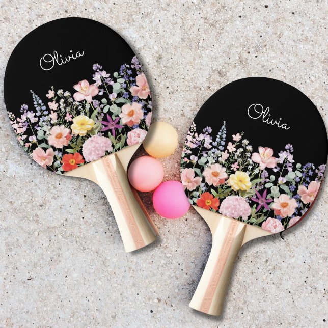 Färgglada Vackra Blommor Blomsterträdgård Personli Pingisracket (Skapare uppladdad)